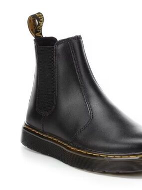 Dr. Martens Black Leather “Dorian” Chelsea Boot with Yellow Stitching